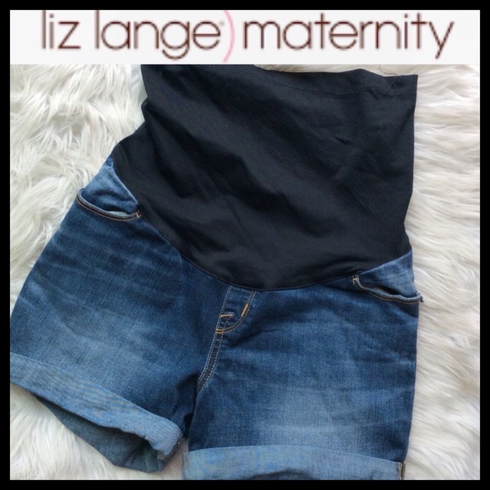 LIZ LANGE Distressed Maternity Shorts
